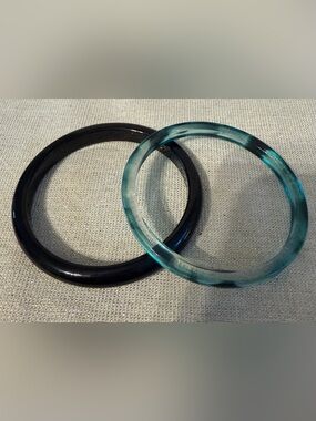 Vintage Bangle Bracelets - Teal & Black